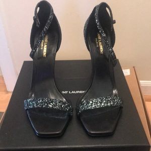 AMAZING GLITTER SAINT LAURENT STRAPPY SANDALS